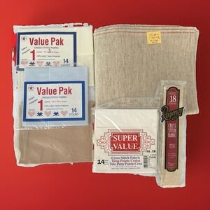 Cross Stitch Fabric Lot 14 18 Count Aida Cloth 6 Pieces Large 36 x 50 in